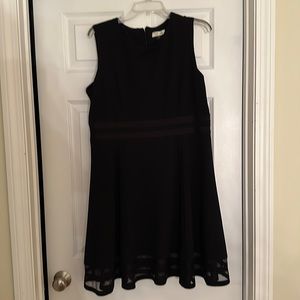 Black Calvin Klein size 16 fit & flare cocktail dress with sheer trim